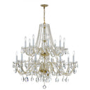 Traditional Crystal 37'' Hand Cut Crystal Polished Brass Chandelier